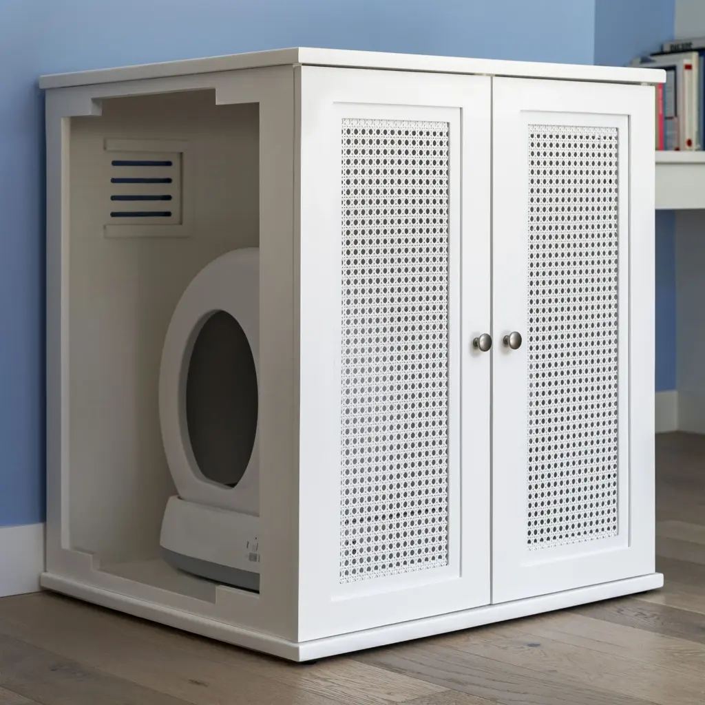 Refined Self Cleaning Litter Box - White Cane Weave